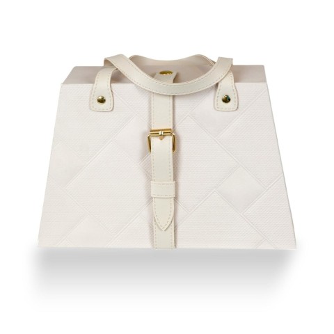 BORSA TRAPEZIO RIQUADRI CON FIBIA 25X16X10